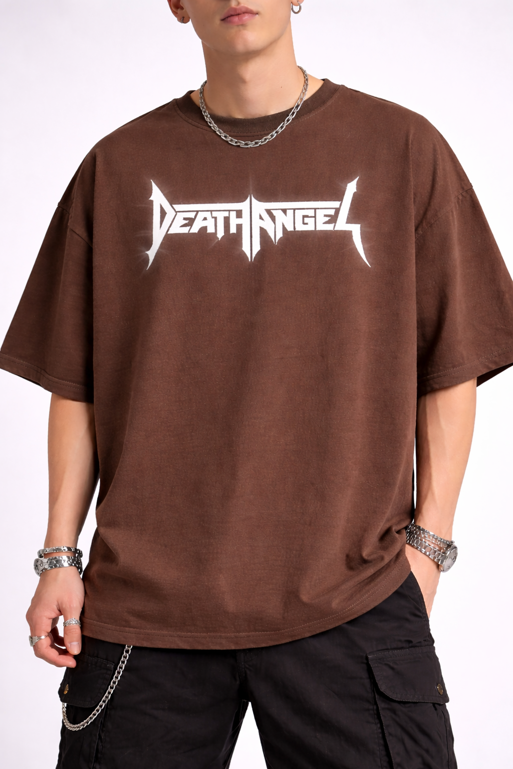 Fallen Angel Wing Oversize Black T-Shirt