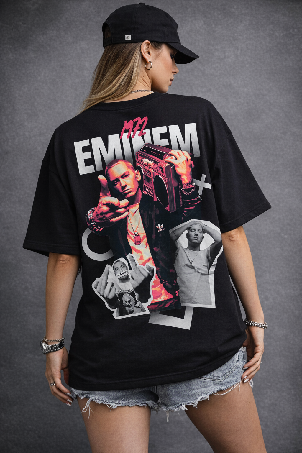Eminem Street Icon Oversized Women Black T-Shirt