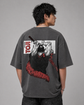 Toji Fushiguro Anime Back Print Oversized Gray T-Shirt