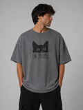 EW, PEOPLE Cat Design Oversize T-shirt | Streetwear Casual Tee