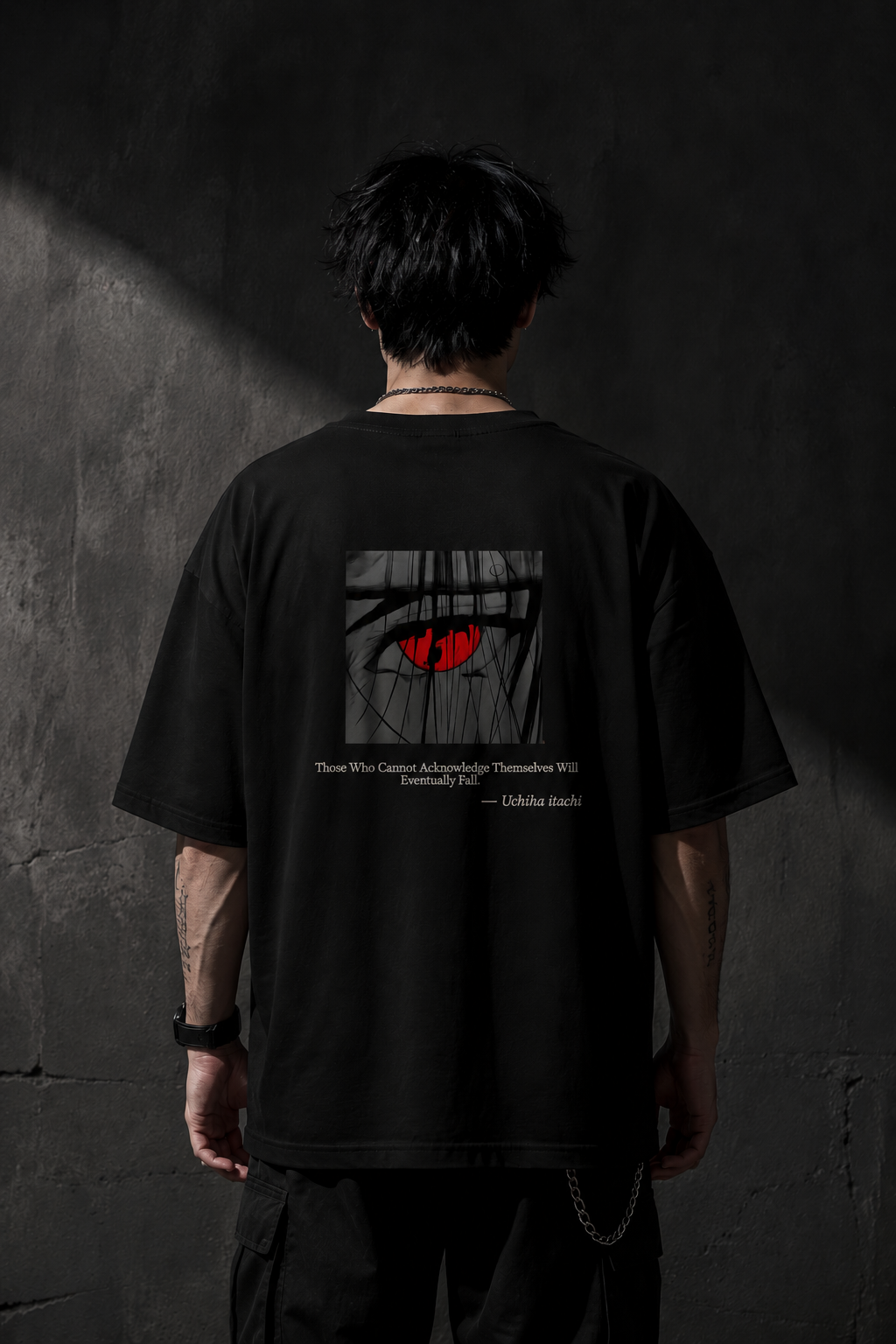Itachi Red Eyes Oversized Black T-Shirt