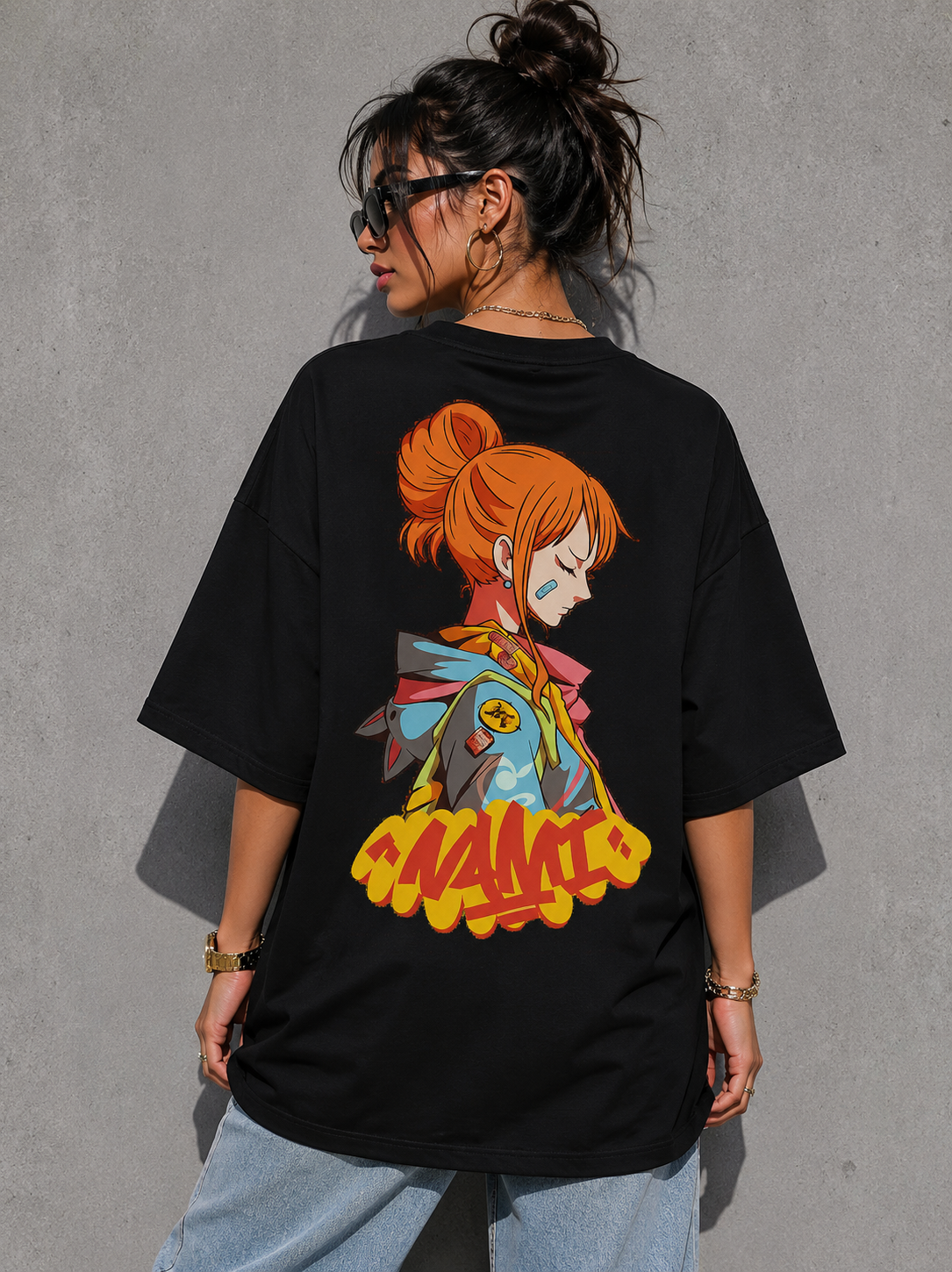 Nami Anime Oversized Black T-Shirt