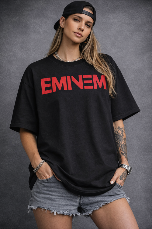Eminem Street Icon Oversized Women Black T-Shirt