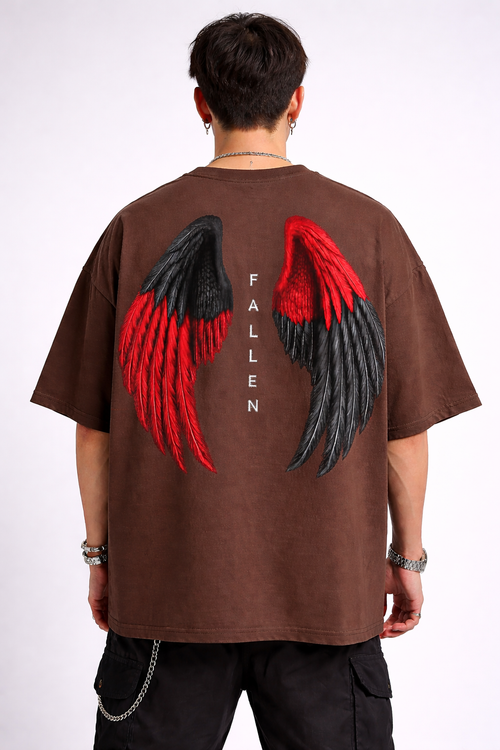 Fallen Angel Wing Oversize Black T-Shirt
