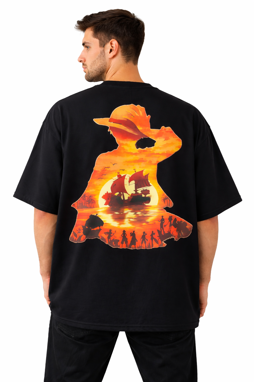 One Piece Luffy Full Crew Sunset T-Shirt